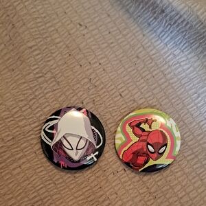 Spider-Man & Spider-Gwen Pinback Button Set - Black, White, Red, Green